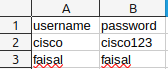 Credentials CSV File
